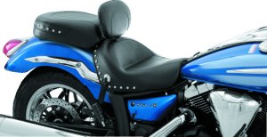 Yamaha V-Star 950 Two-Piece Motorcycle Seat - Mustang Motorcycle - Driver Backrest Studs - Black - `09-`14